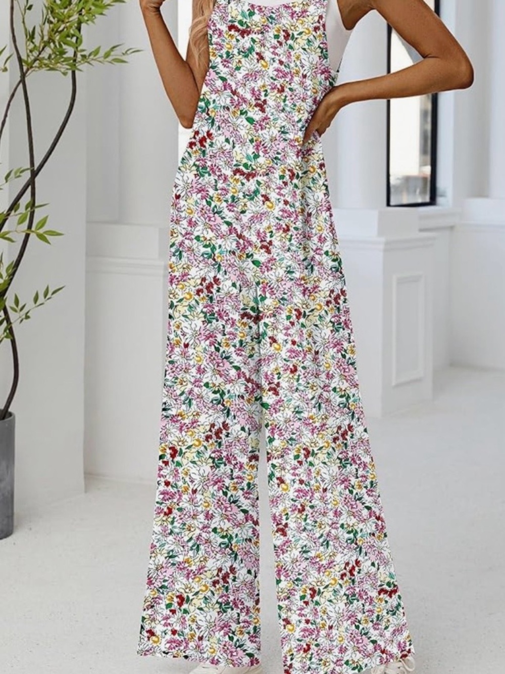 Floral Wide-Leg Jumpsuit - White Multi